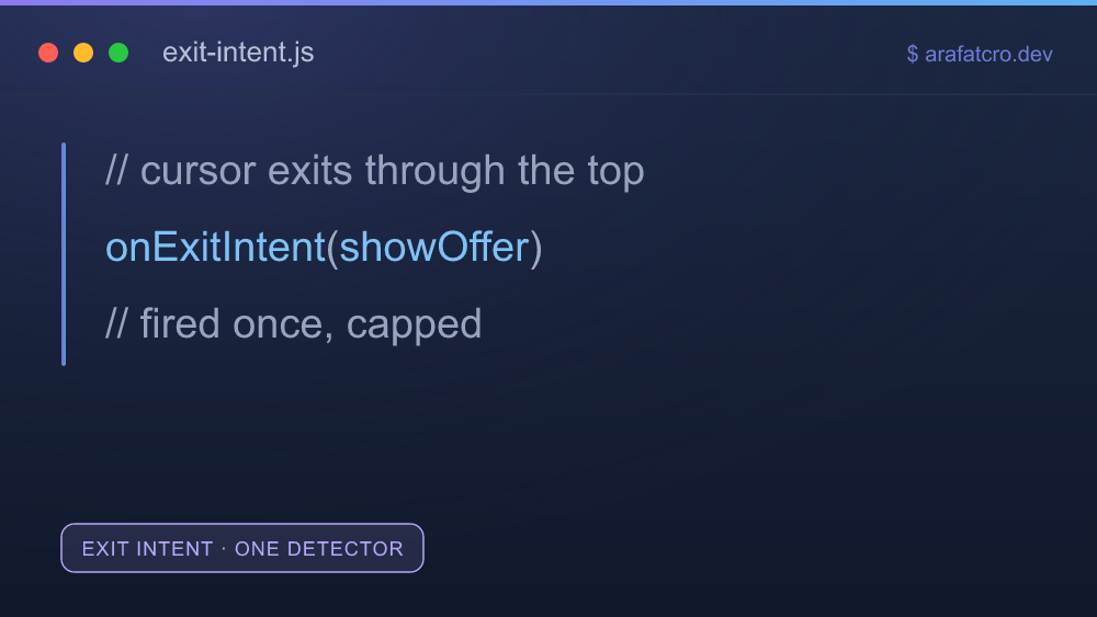 Exit-intent detection across desktop and mobile for an A/B test