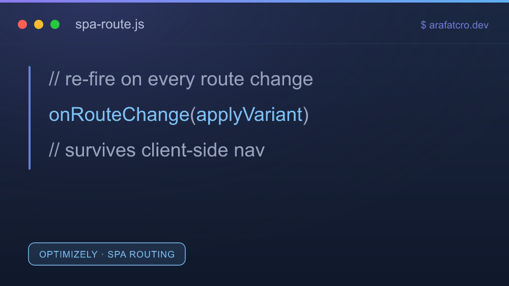 A/B test failing to fire on a single-page-app route change